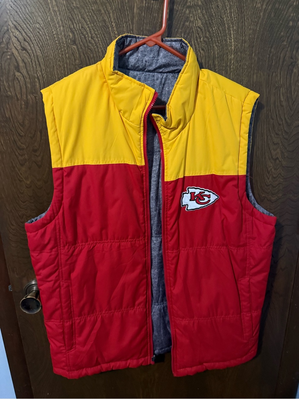 Reversible Kansas City Chiefs Red & Yellow Puffer Vest - NFL Team Apparel